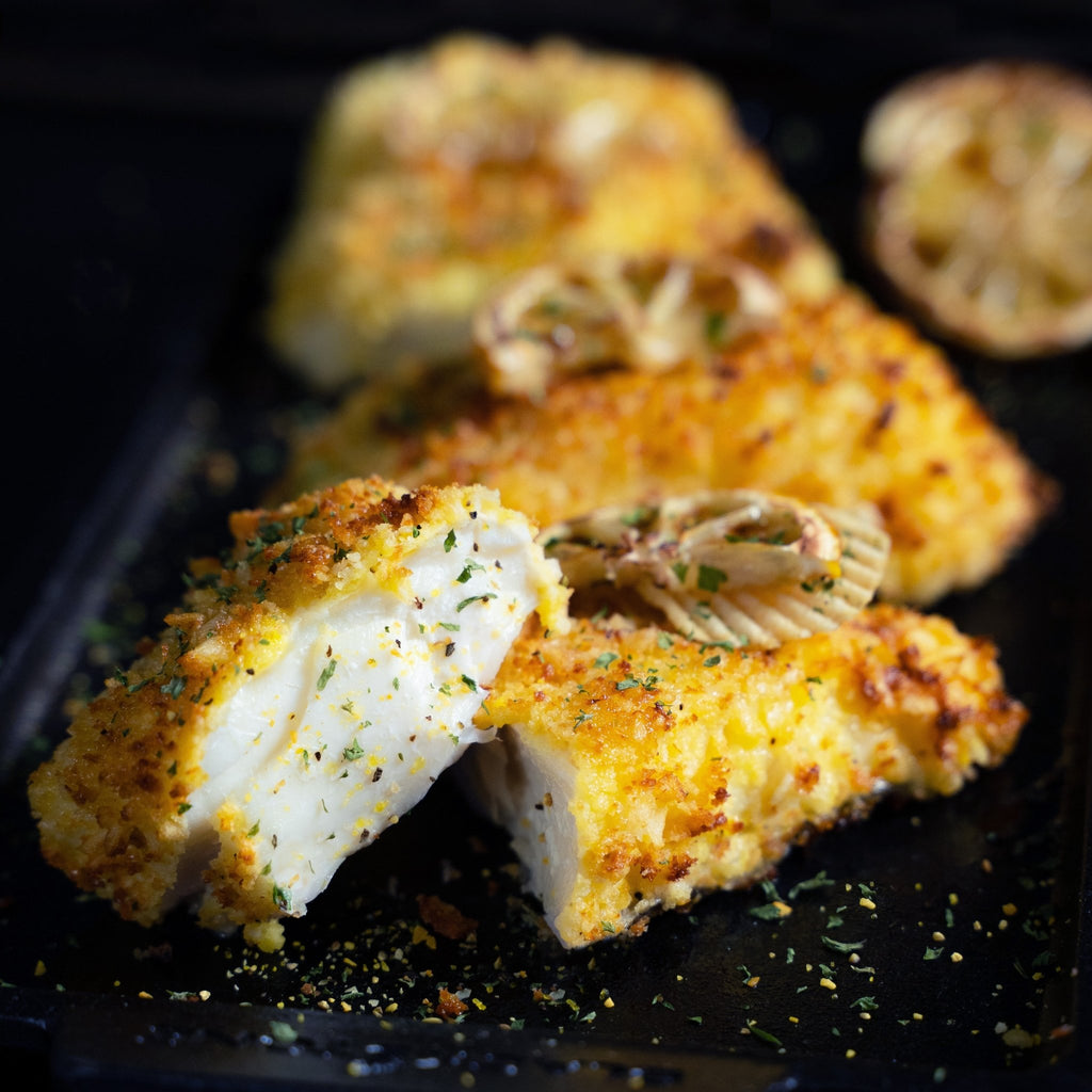 Potato Chip Crusted Halibut Blackstone Products