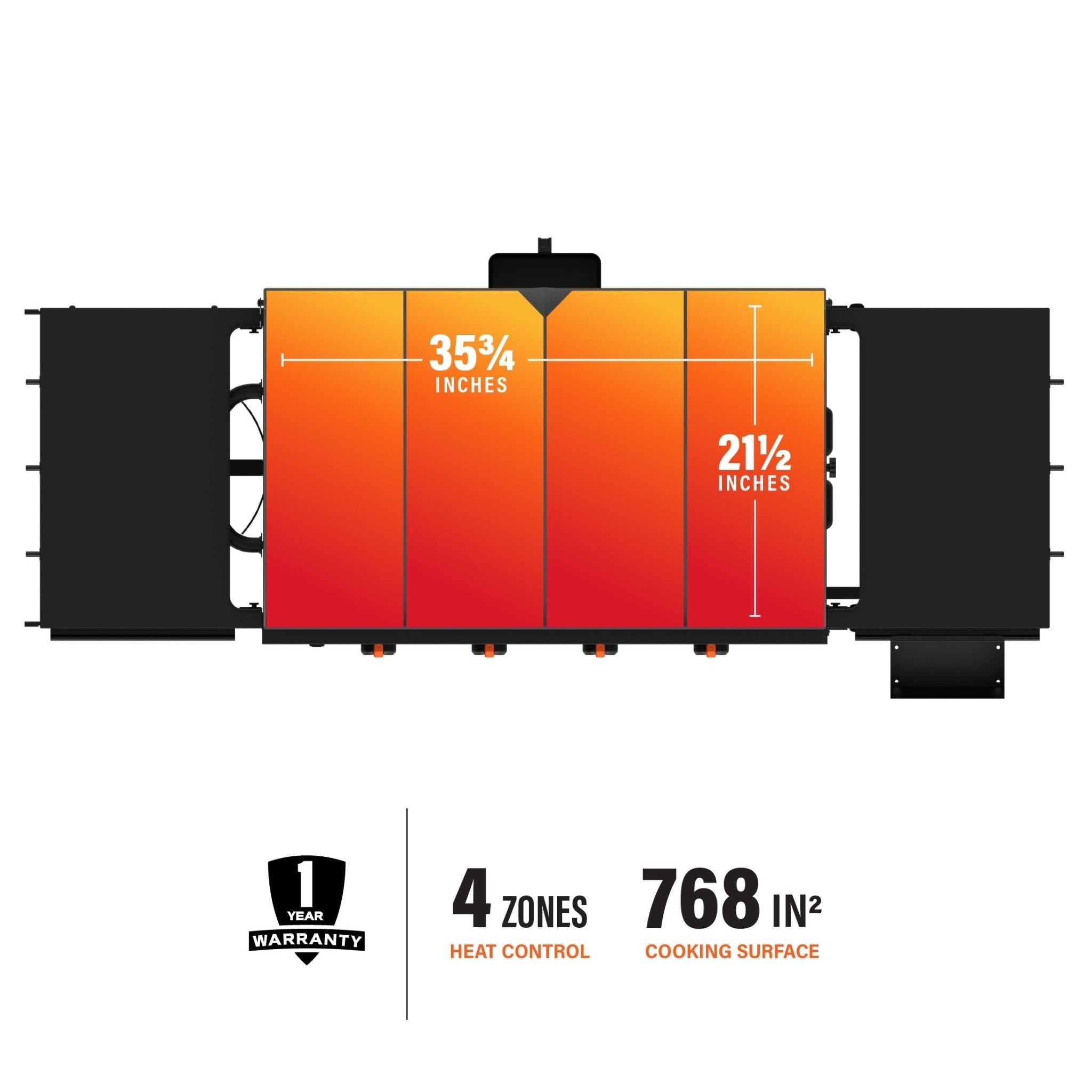 With four independent heat zones spread across 768 square inches of cooking space, you'll have room to cook every meal.