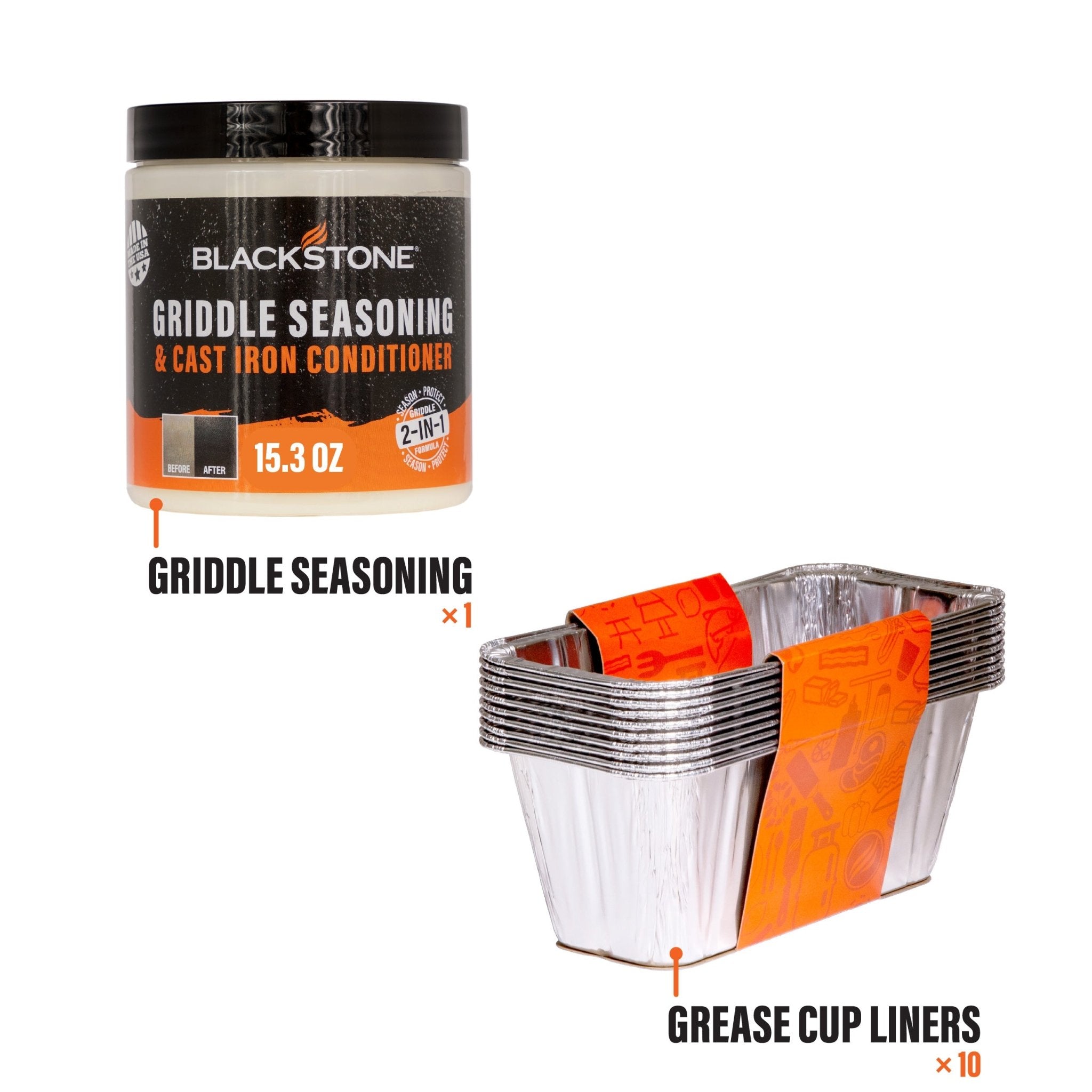 Griddle Seasoning and Grease Cup Liner Bundle - Blackstone Products