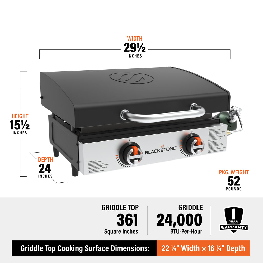 Blackstone Griddle Original 22-Inch 2-Burner Tabletop Propane Gas