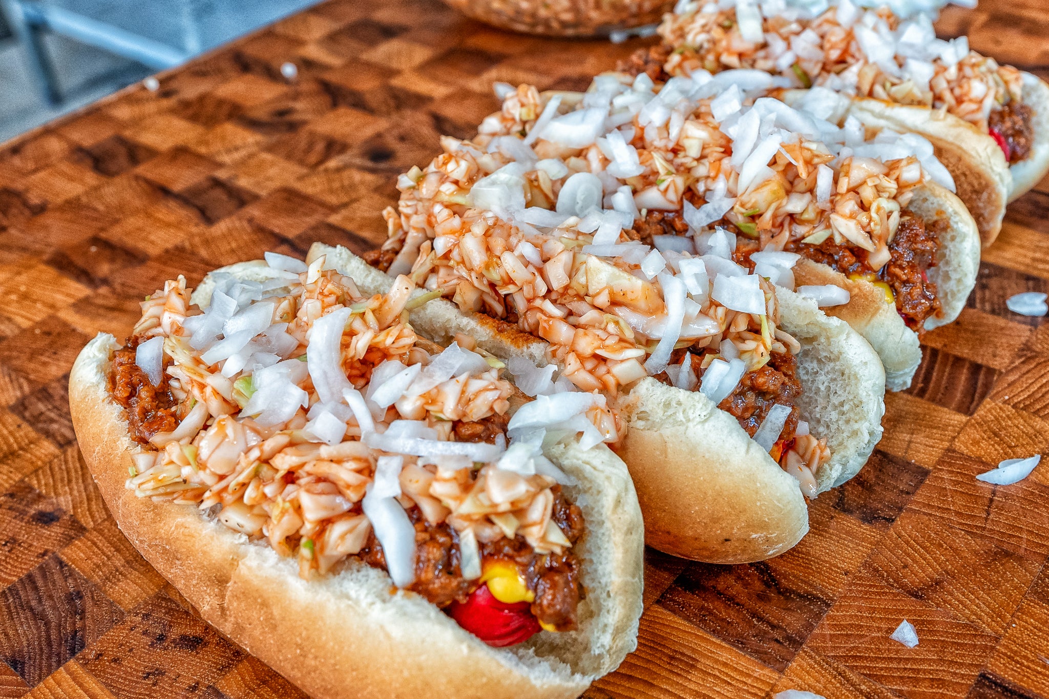 Carolina Hot Dogs with Red Slaw