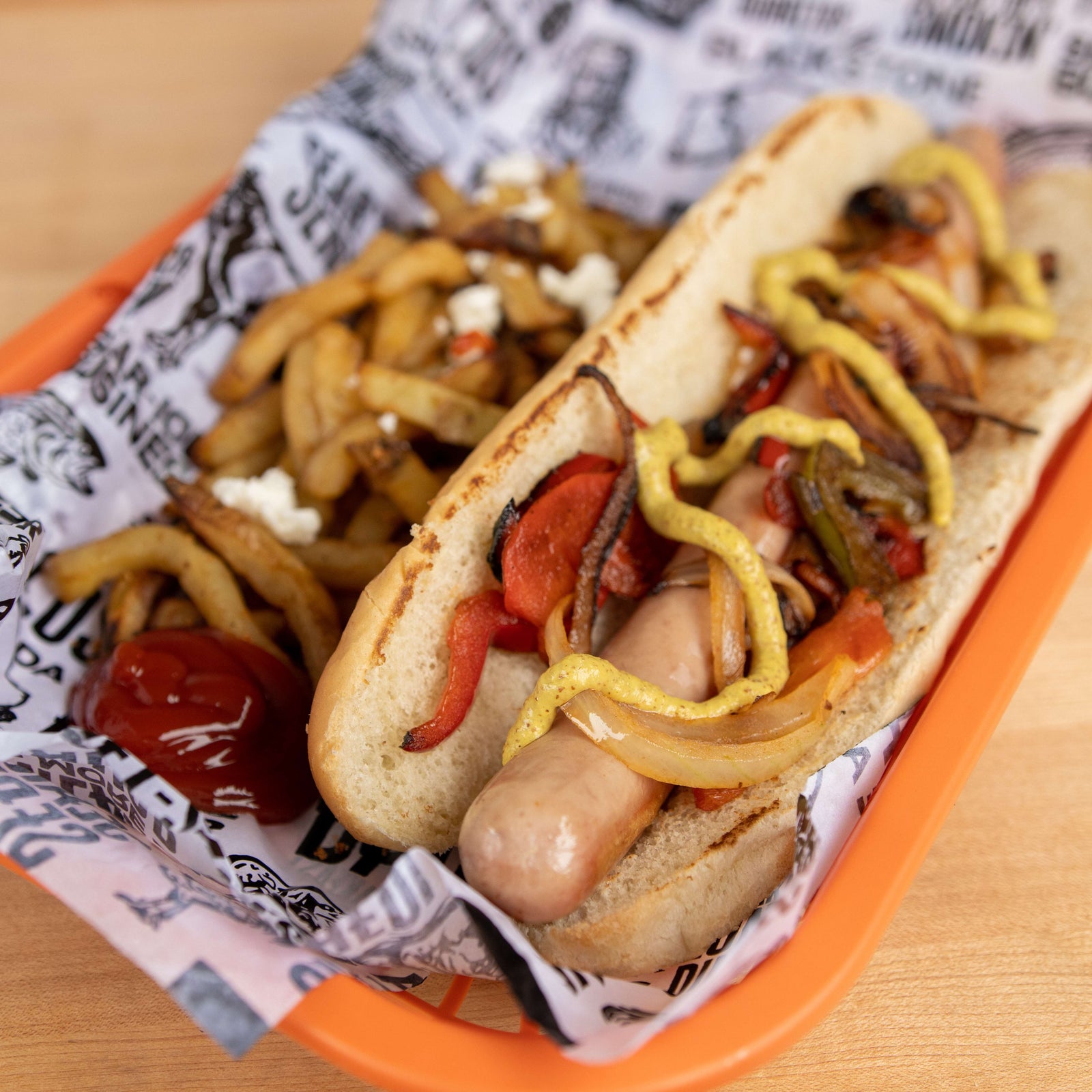 Foot Long Franks and Feta Fries