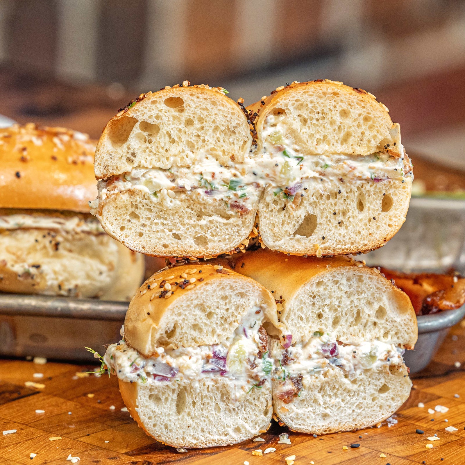 Chopped Pickle Bagel Sandwiches