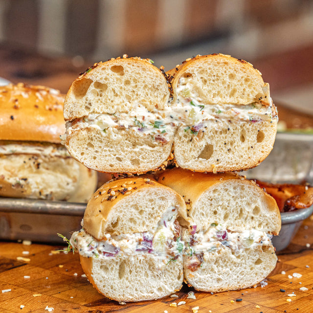 Chopped Pickle Bagel Sandwiches