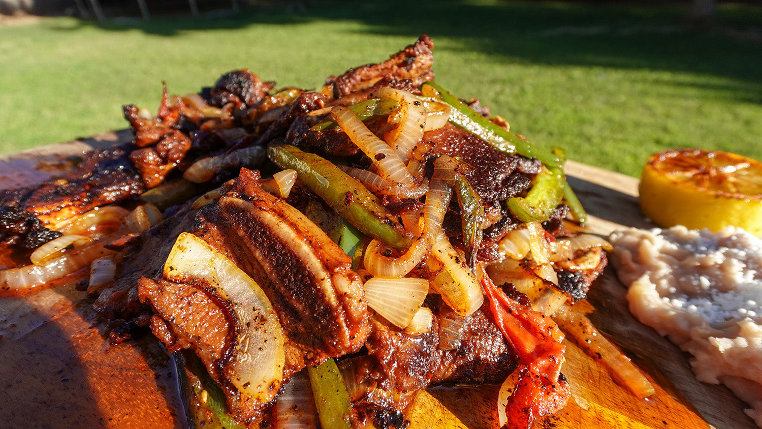 Tequila Lime Flat Ribs with Grilled Veggies
