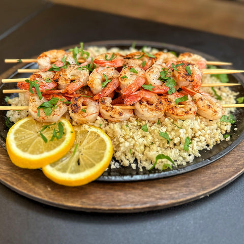 Shrimp Skewers with Cauliflower Rice
