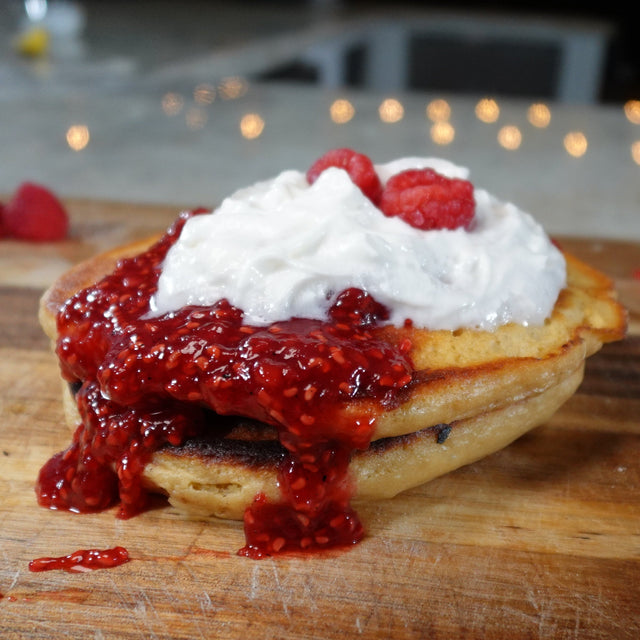 Raspberry Cream Pancakes