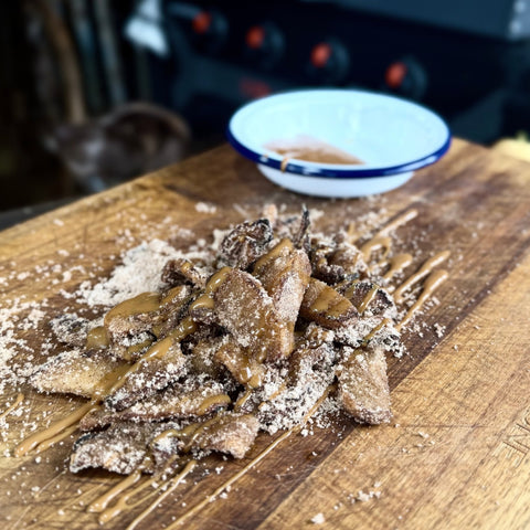 Apple Fries with Cinnamon Sugar and Sea Salt Caramel
