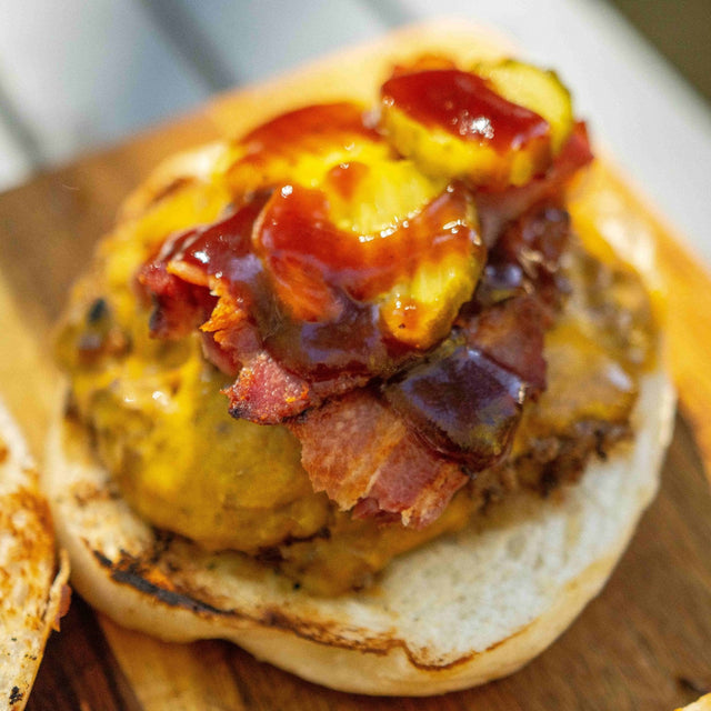 Bacon Cheddar BBQ Pretzel Burger - Blackstone Products
