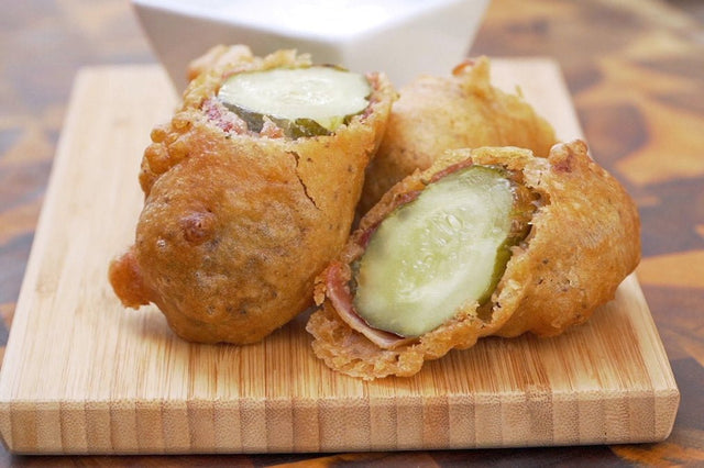 Bacon Wrapped Beer Battered Deep Fried Pickles - Blackstone Products
