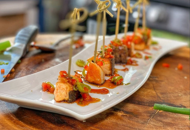 Bourbon Glazed Salmon Bites - Blackstone Products
