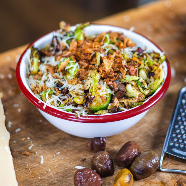 Brussel Sprouts with Bacon and Chestnuts - Blackstone Products