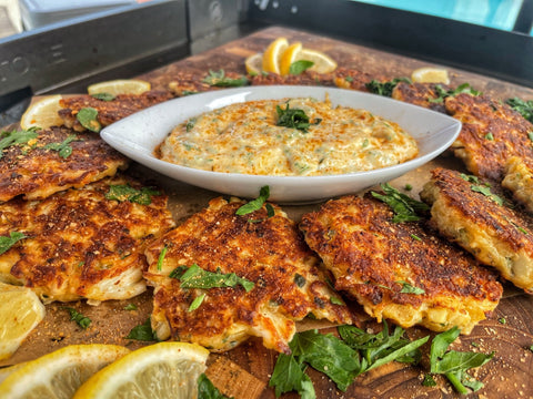 Cheesy Crab and Corn Fritters