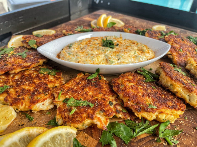 Cheesy Crab and Corn Fritters - Blackstone Products