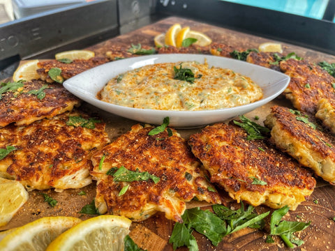 Cheesy Crab and Corn Fritters