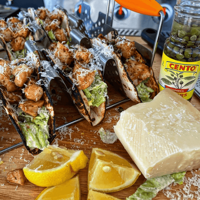 Chicken Caesar Salad Tacos - Blackstone Products