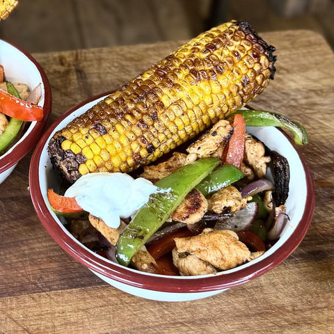 Chicken Fajita Bowls with Air Fried Sweet Corn