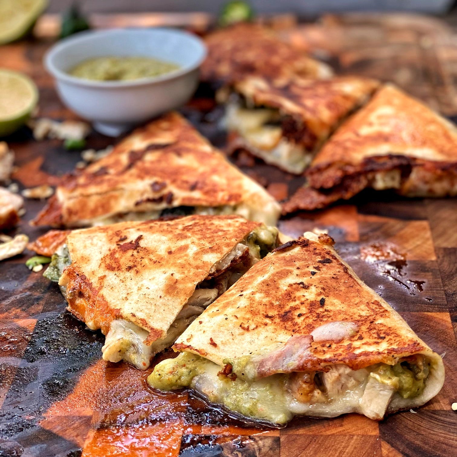Chicken Poblano Quesadilla with Salsa Verde - Blackstone Products