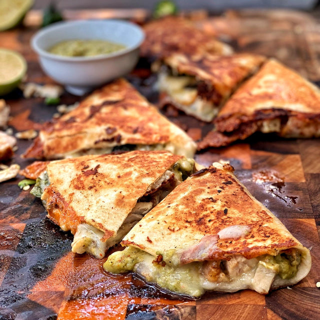 Chicken Poblano Quesadilla with Salsa Verde - Blackstone Products
