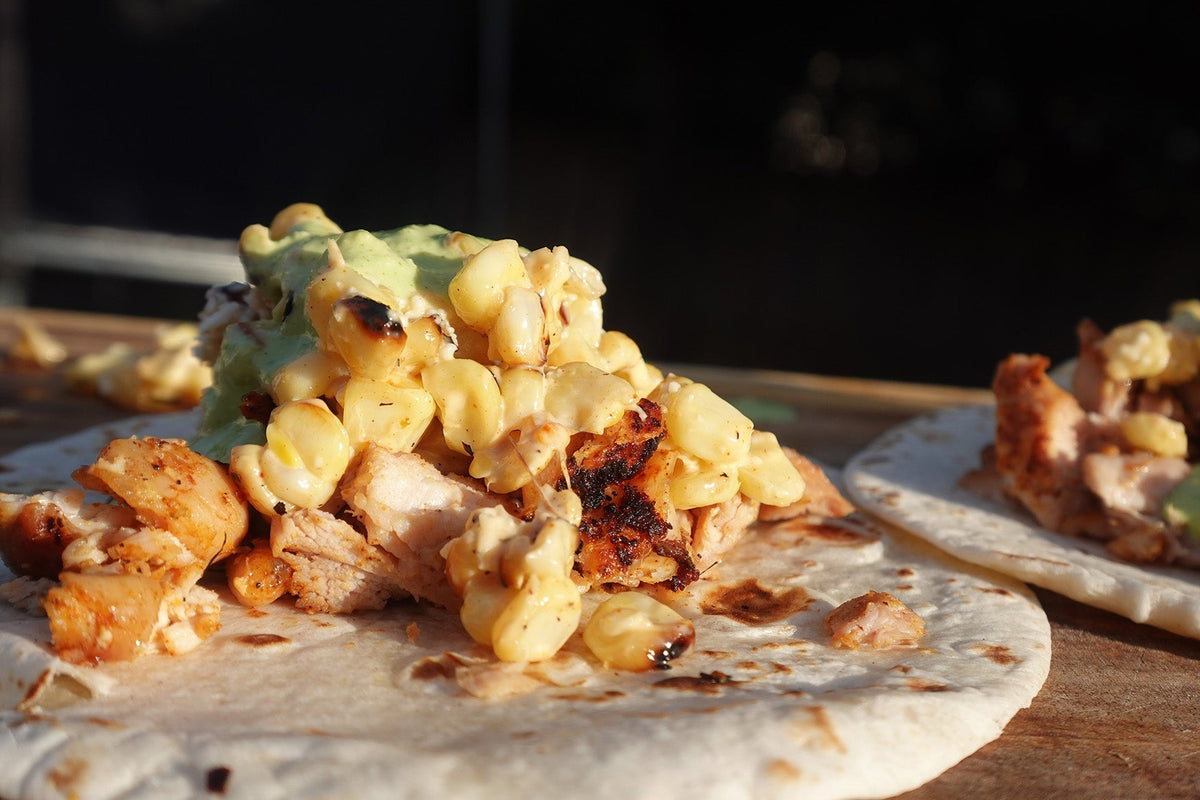 Chicken Tacos with Street Corn & Jalapeño Cilantro Ranch - Blackstone Products