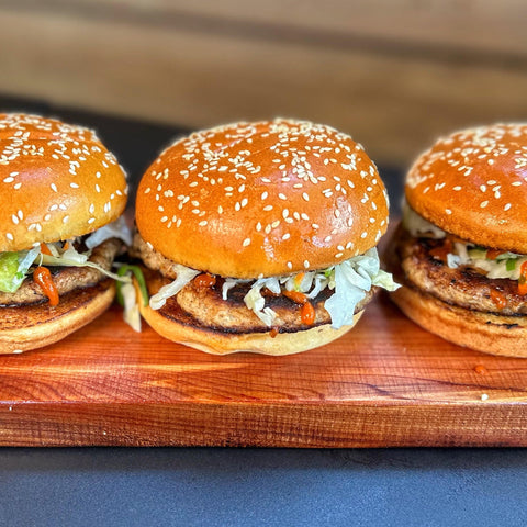 Chicken Teriyaki Burgers with Sesame Slaw