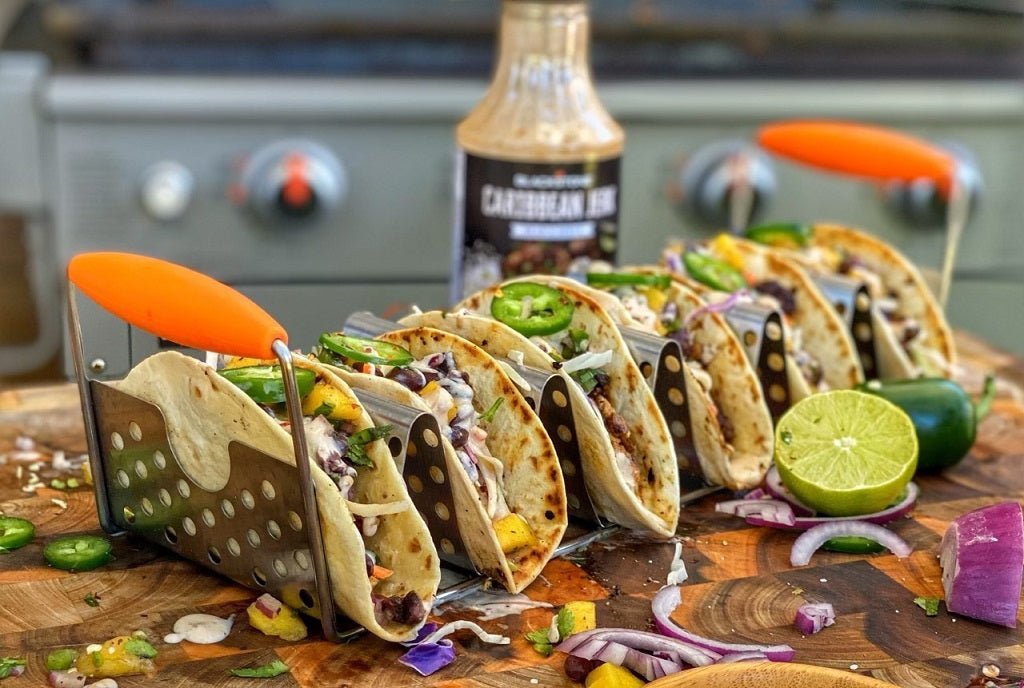 CJ's Caribbean Jerk  Chicken Tacos with Black Bean Mango Salsa - Blackstone Products