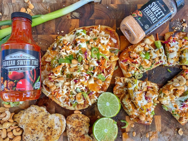 CJ’s Korean Sweet Fire Chicken Flatbread Pizza - Blackstone Products