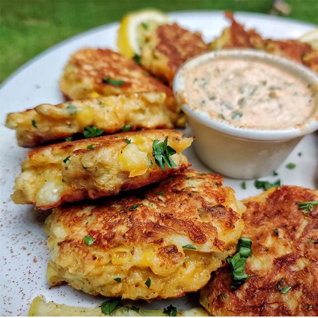 Corn Crab & Cheddar Fritters - Blackstone Products