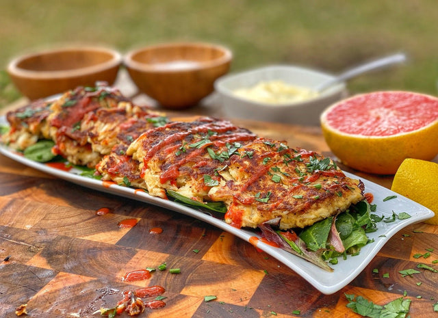 Crab Cakes with Grapefruit Salad - Blackstone Products