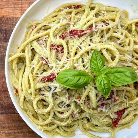 Creamy Pesto Pancetta Pasta