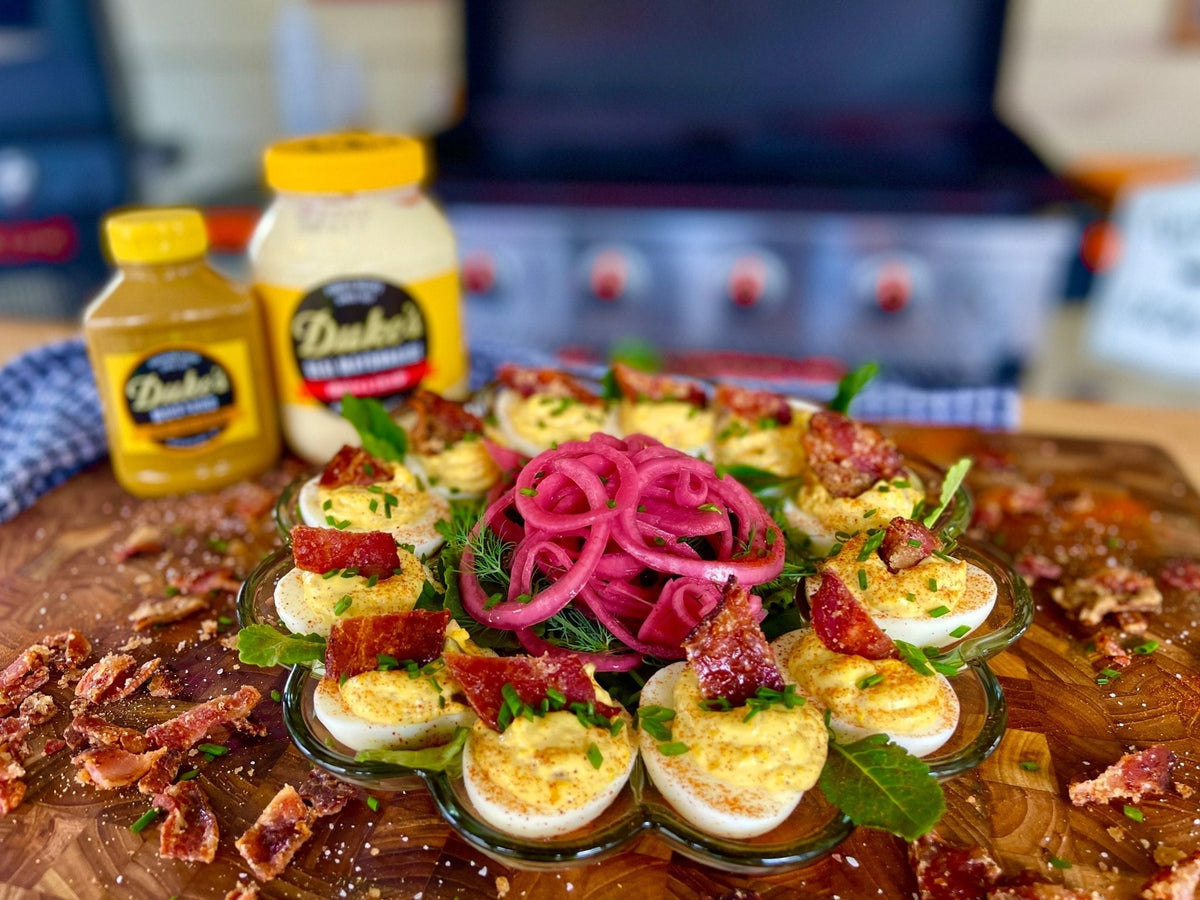 Deviled Eggs with Candied Bacon - Blackstone Products