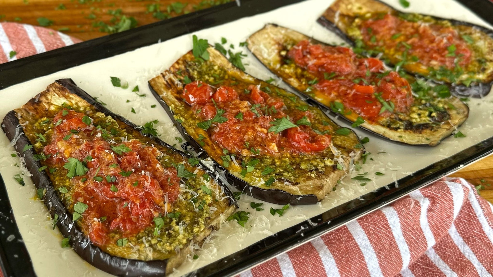 Eggplant with Pesto and Tomatoes - Blackstone Products
