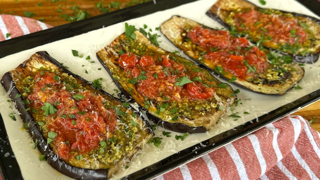 Eggplant with Pesto and Tomatoes - Blackstone Products