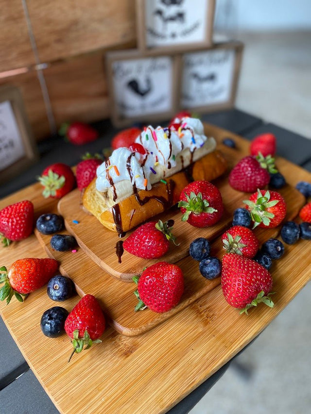 French Toast Stuffed Banana Split Dog - Blackstone Products