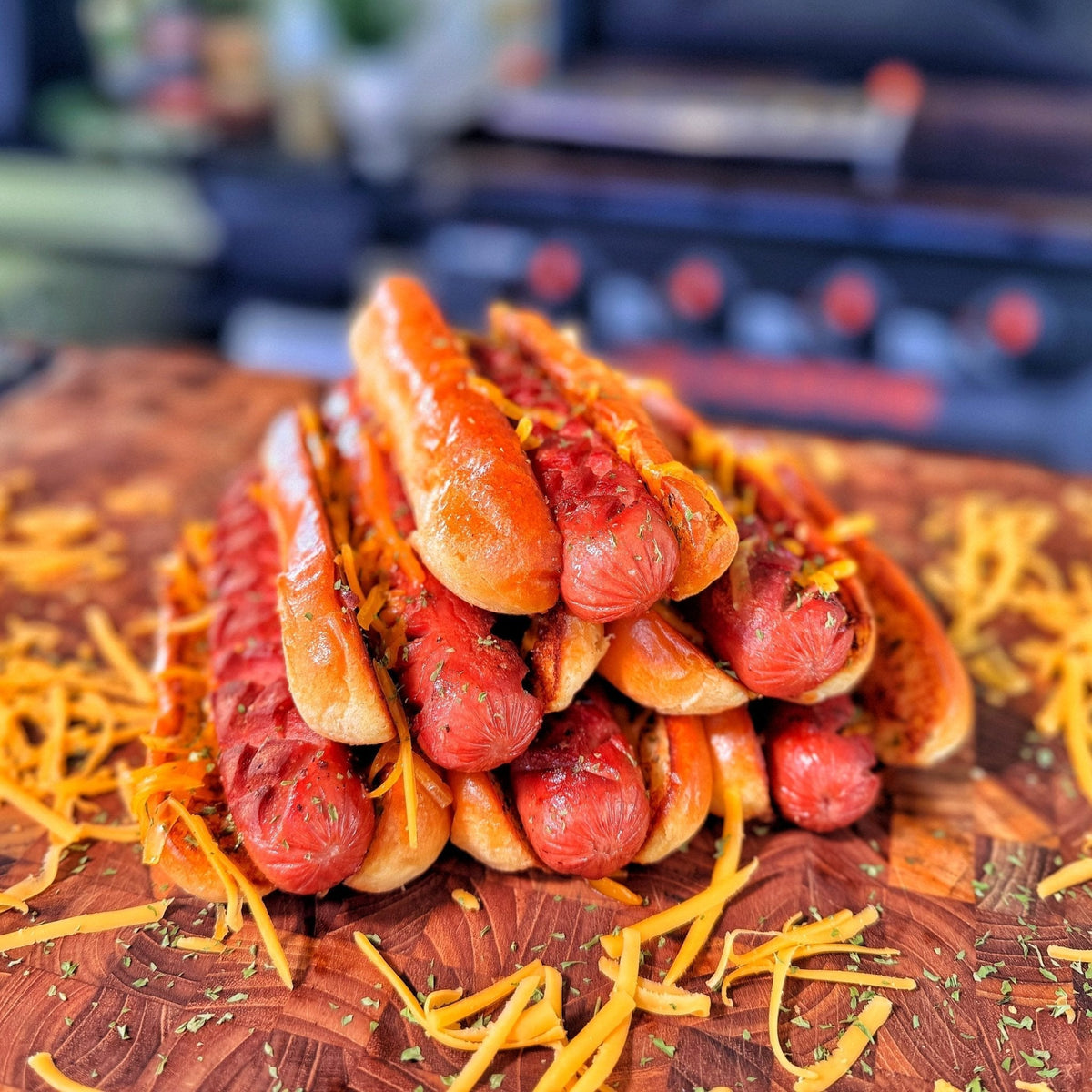 Garlic Bread Griddled Cheese Hot Dogs - Blackstone Products
