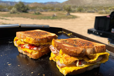 Garlic Bread Ham and Cheese Breakfast Sandwich