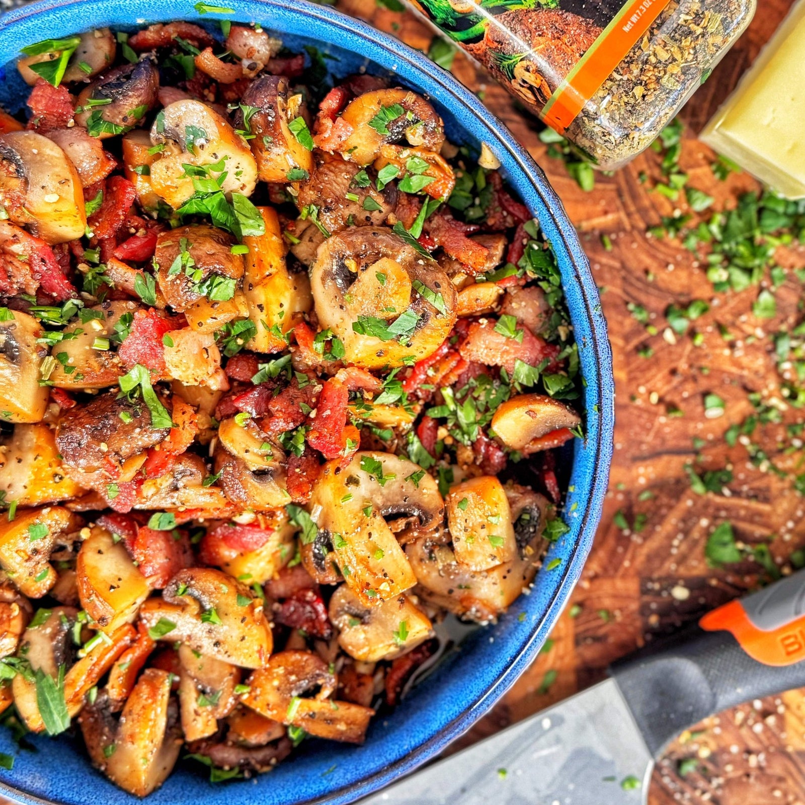 Garlic Butter Bacon Mushrooms - Blackstone Products