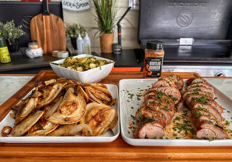 Griddled Mrs. T's Pierogis