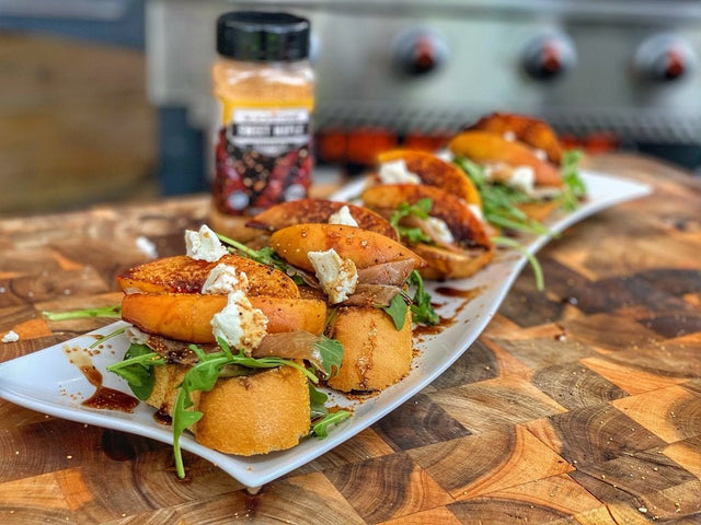 Griddled Peach Crostini with Balsamic Glaze - Blackstone Products