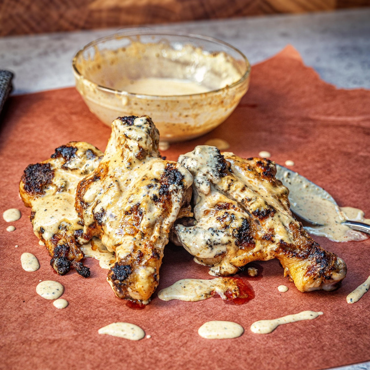 Grilled BBQ Chicken Legs with White Sauce - Blackstone Products
