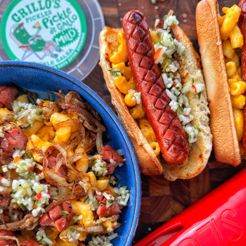 Hot Dogs with Mac and Cheese