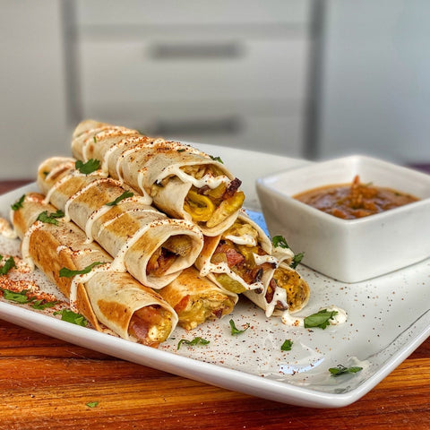 Mini Breakfast Burritos with Roasted Salsa