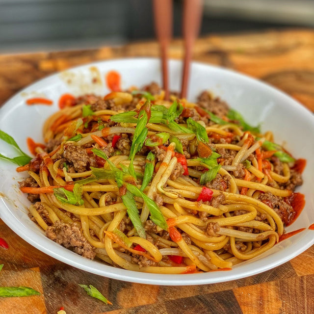 Mongolian Ground Beef Noodles - Blackstone Products