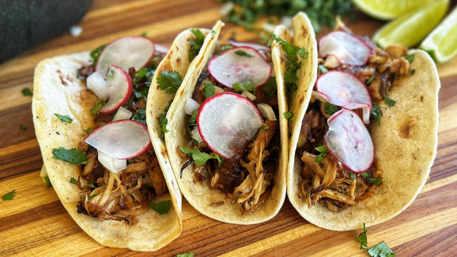 Mushroom Carnitas Tacos with Salsa Roja - Blackstone Products