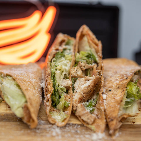 Parmesan Crusted Chicken Caesar Wraps