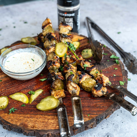 Pickle and Chicken Skewers