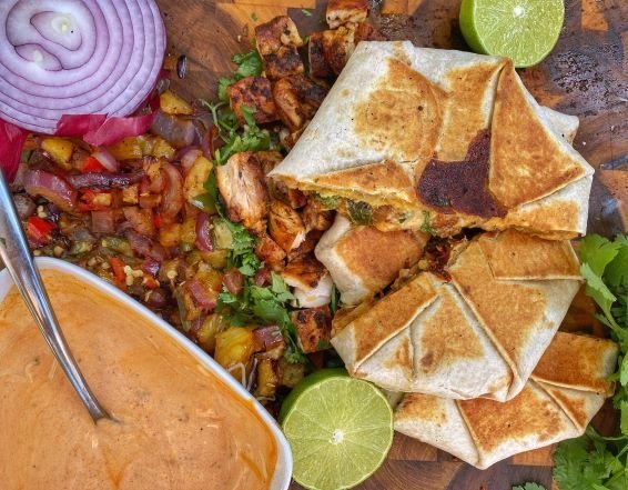 Pineapple Chicken and Adobo Crunchwraps - Blackstone Products