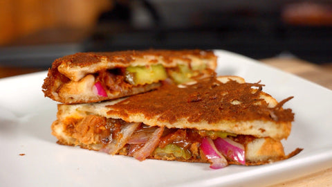 Pulled Pork Inside-Out Grilled Cheese