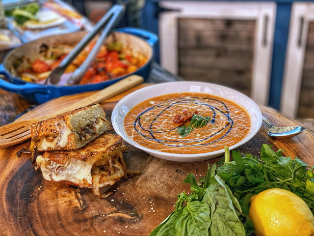 Roasted Creamy Tomato Soup and Grilled Cheese - Blackstone Products