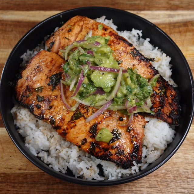 Salmon Rice Bowl with Avocado Salsa - Blackstone Products